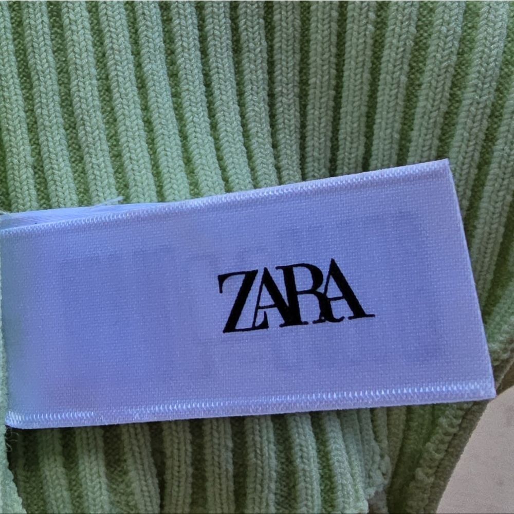 Zara Light Green Ribbed Mini Dress - Picture 7 of 12